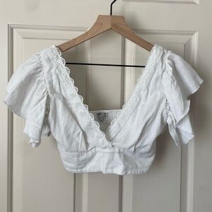 Love Tree White Cropped Blouse Shirt XS